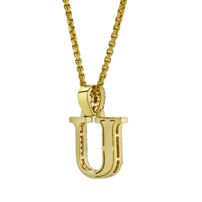 U Initial Diamond Pendant 10K Yellow Gold - 0.69 Carats