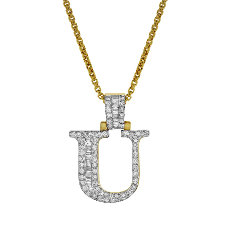 U Initial Diamond Pendant 10K Yellow Gold - 0.69 Carats