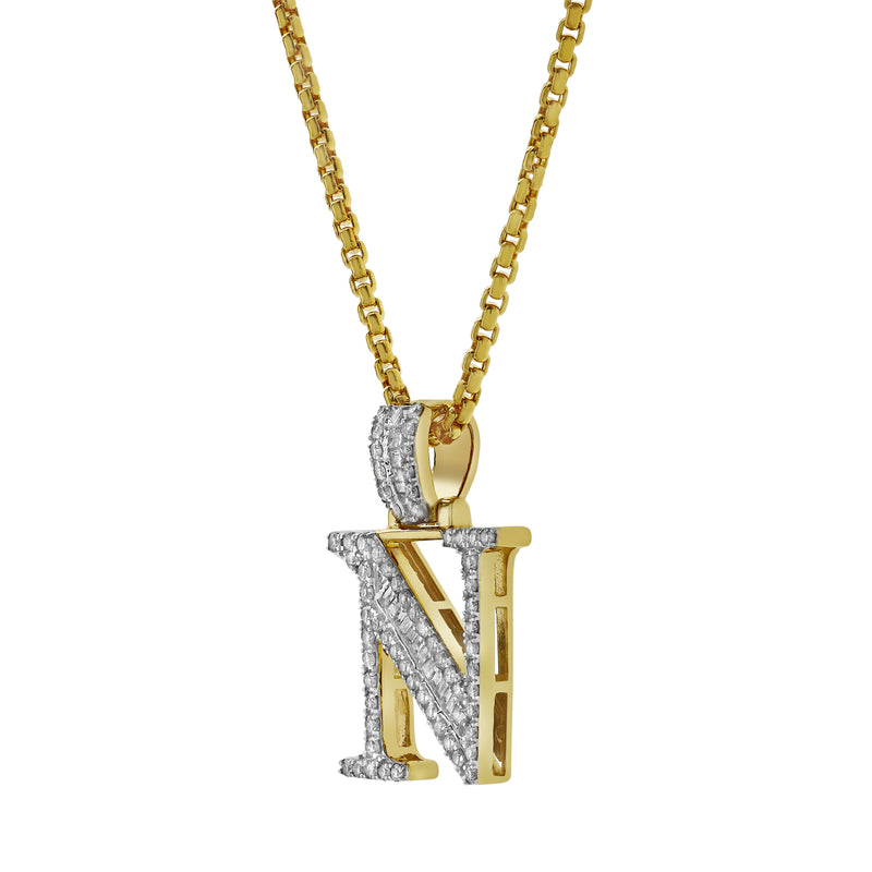 N Initial Diamond Pendant 10K Yellow Gold - 0.8 Carats