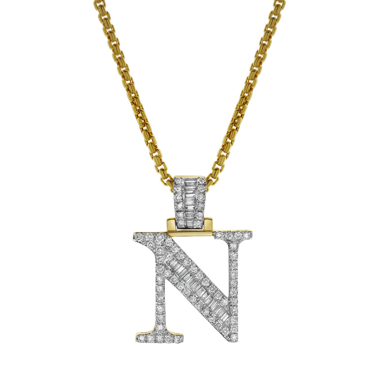 N Initial Diamond Pendant 10K Yellow Gold - 0.8 Carats