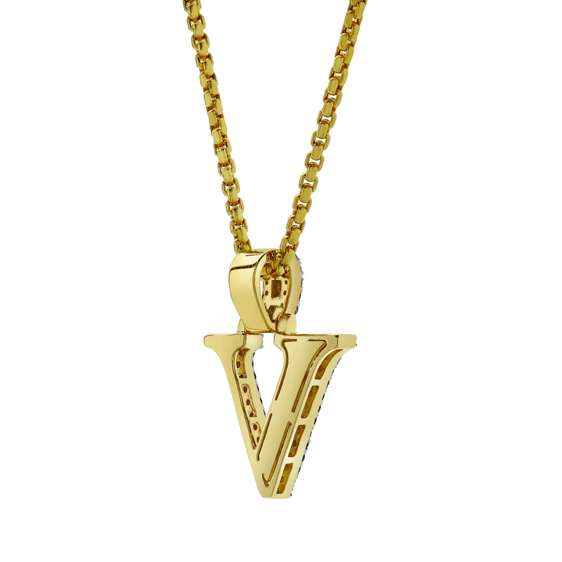 V Initial Diamond Pendant 10K Yellow Gold - 0.64 Carats