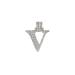 V Initial Diamond Pendant 10K Yellow Gold - 0.64 Carats