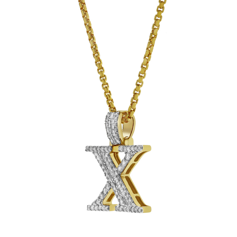 X Initial Diamond Pendant 10K Yellow Gold - 0.97 Carats