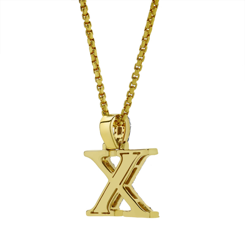 X Initial Diamond Pendant 10K Yellow Gold - 0.97 Carats