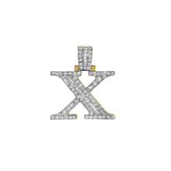 X Initial Diamond Pendant 10K Yellow Gold - 0.97 Carats