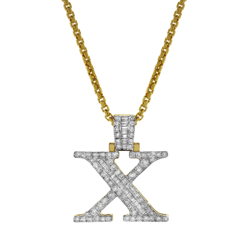 X Initial Diamond Pendant 10K Yellow Gold - 0.97 Carats