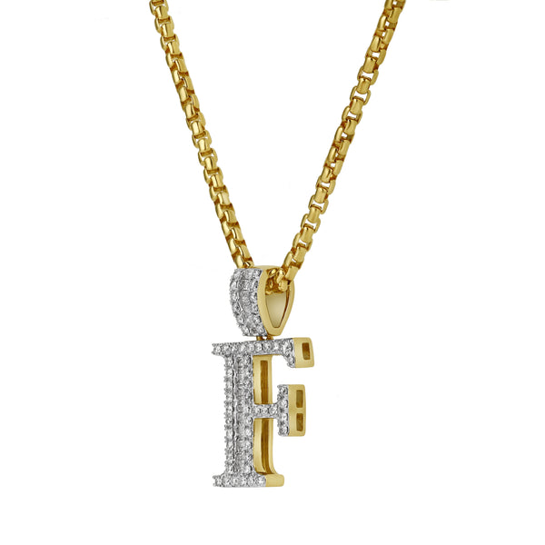 F Initial Diamond Pendant 10K Yellow Gold - 0.71 Carats