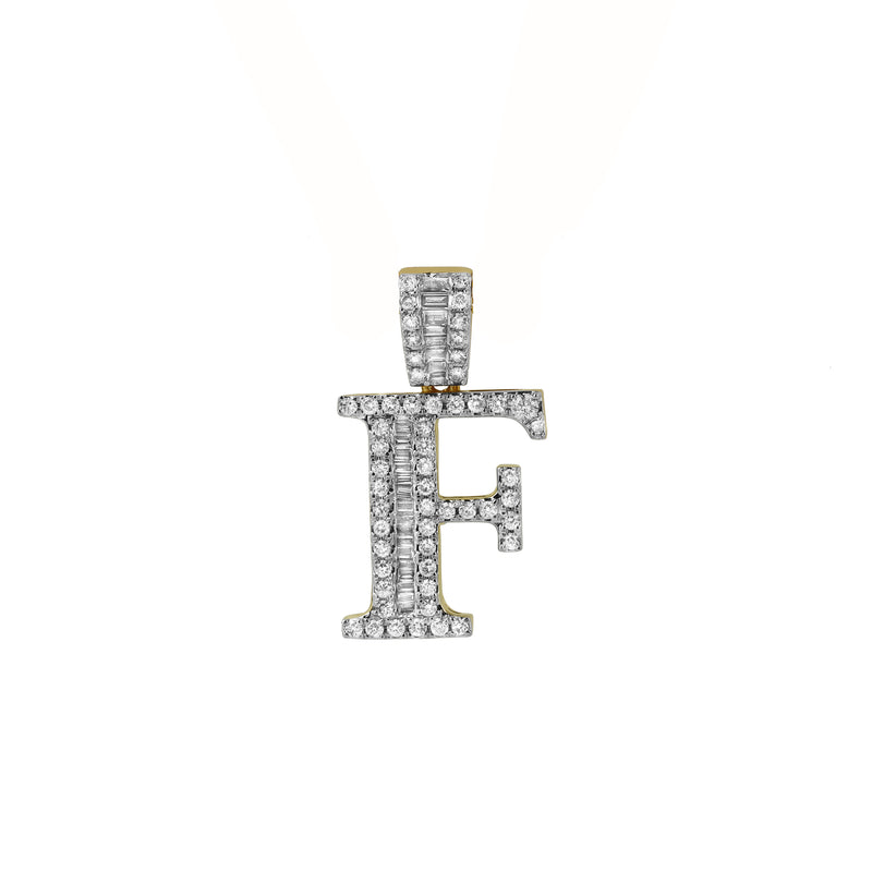 F Initial Diamond Pendant 10K Yellow Gold - 0.71 Carats