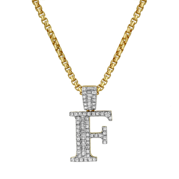 F Initial Diamond Pendant 10K Yellow Gold - 0.71 Carats