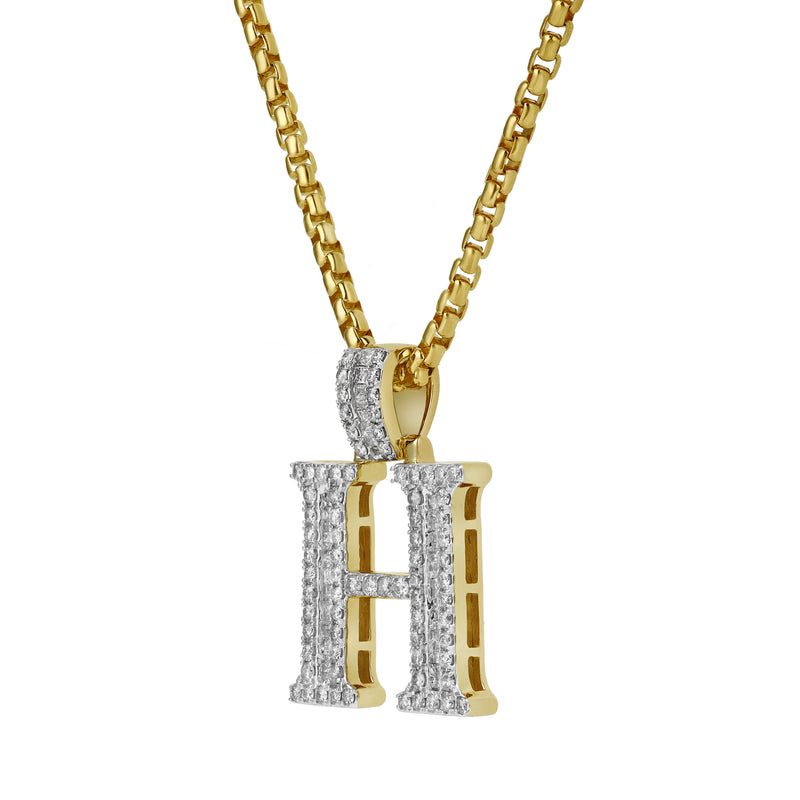 H Initial Diamond Pendant 10K Yellow Gold - 0.95 Carats