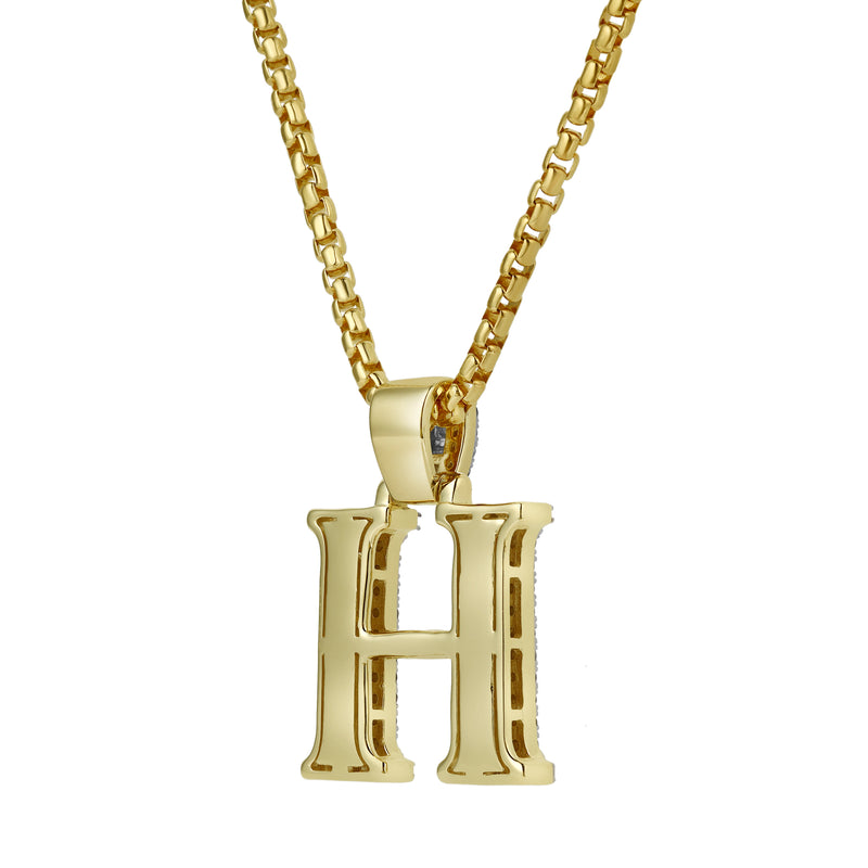 H Initial Diamond Pendant 10K Yellow Gold - 0.95 Carats