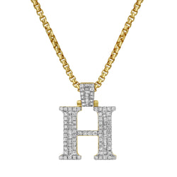 H Initial Diamond Pendant 10K Yellow Gold - 0.95 Carats