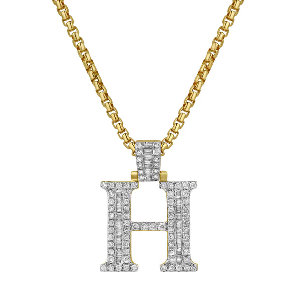 H Initial Diamond Pendant 10K Yellow Gold - 0.95 Carats