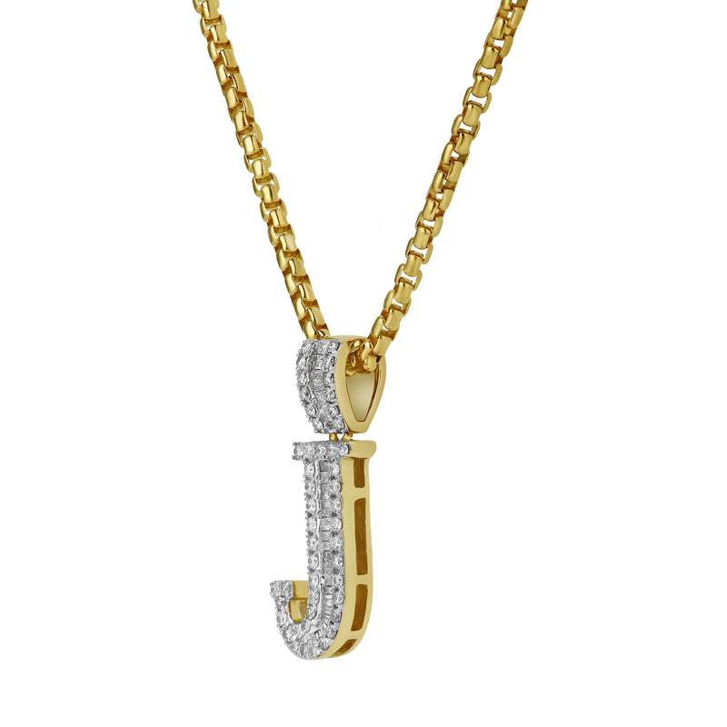 J Initial Diamond Pendant 10K Yellow Gold - 0.59 Carats