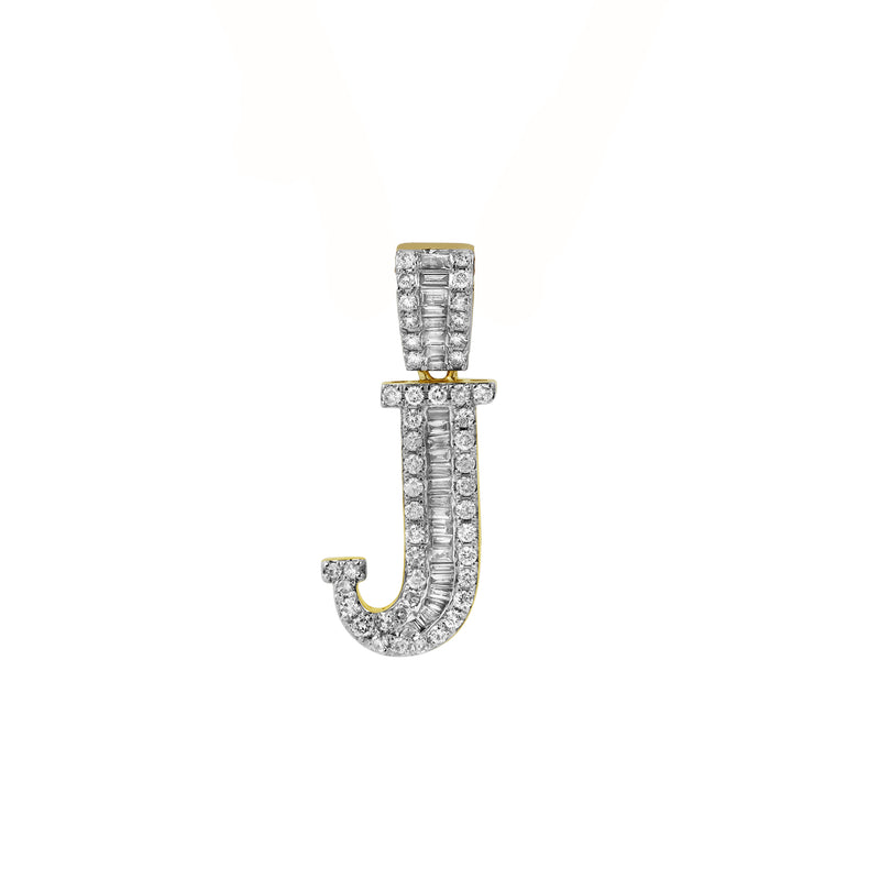 J Initial Diamond Pendant 10K Yellow Gold - 0.59 Carats