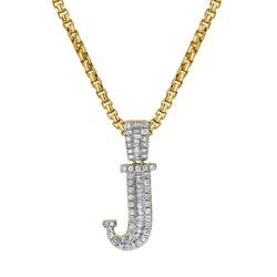 J Initial Diamond Pendant 10K Yellow Gold - 0.59 Carats