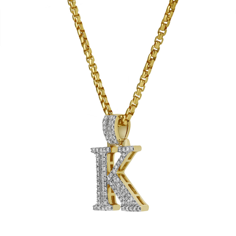 K Initial Diamond Pendant 10K Yellow Gold - 0.81 Carats