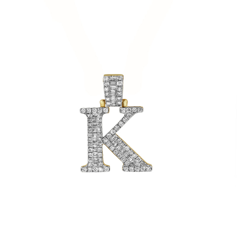 K Initial Diamond Pendant 10K Yellow Gold - 0.81 Carats