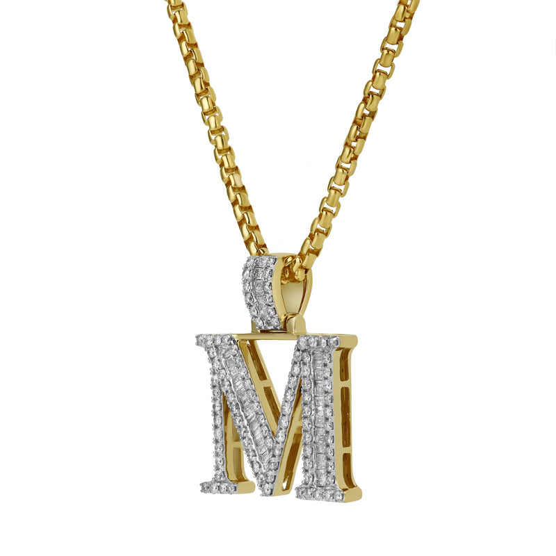 M Initial Diamond Pendant 10K Yellow Gold - 1.07 Carats