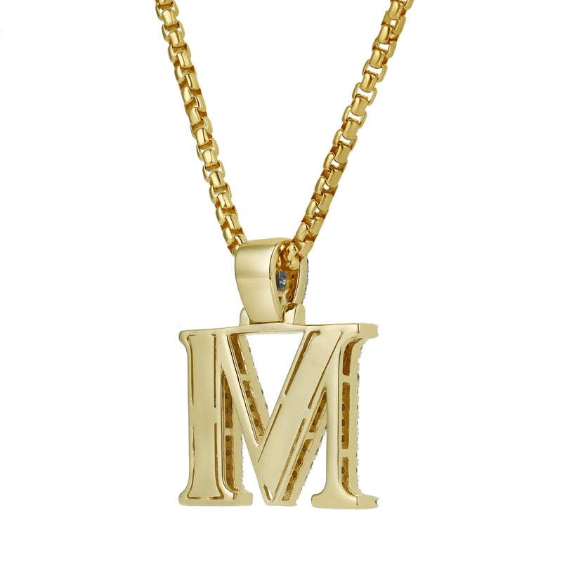 M Initial Diamond Pendant 10K Yellow Gold - 1.07 Carats