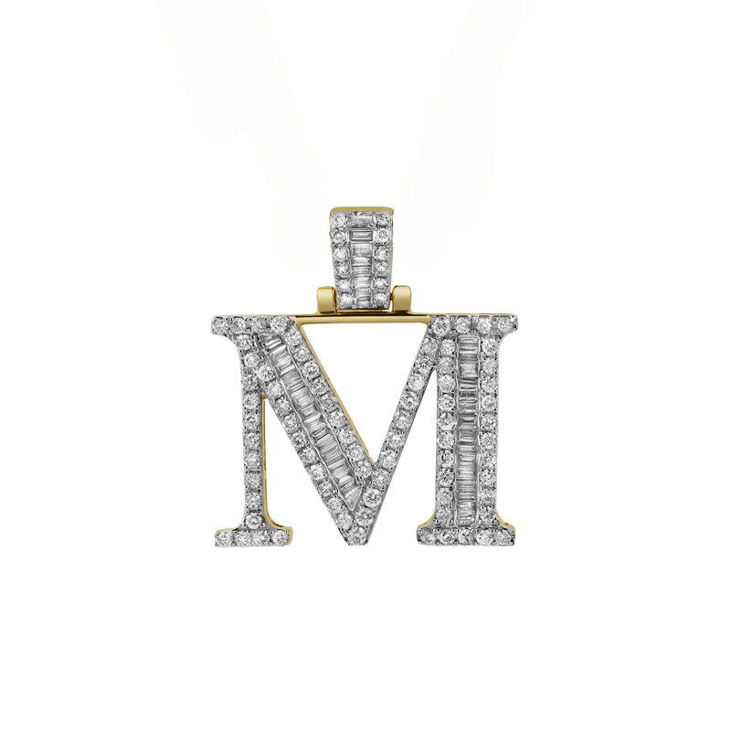 M Initial Diamond Pendant 10K Yellow Gold - 1.07 Carats