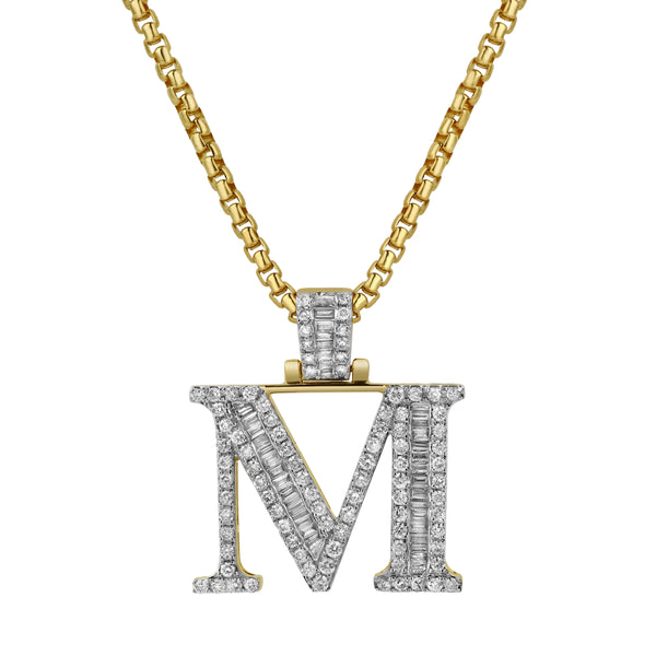 M Initial Diamond Pendant 10K Yellow Gold - 1.07 Carats