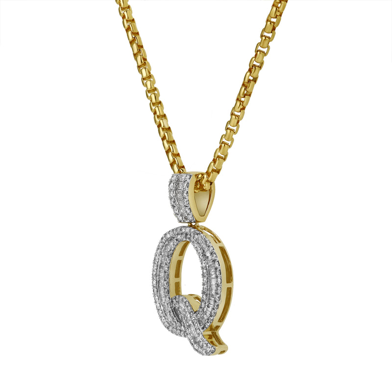 Q Initial Diamond Pendant 10K Yellow Gold - 1 Carat