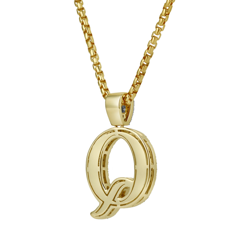 Q Initial Diamond Pendant 10K Yellow Gold - 1 Carat