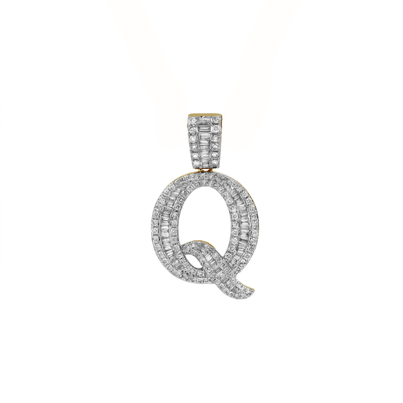 Q Initial Diamond Pendant 10K Yellow Gold - 1 Carat