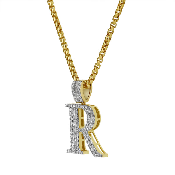 R Initial Diamond Pendant 10K Yellow Gold - 0.86 Carats