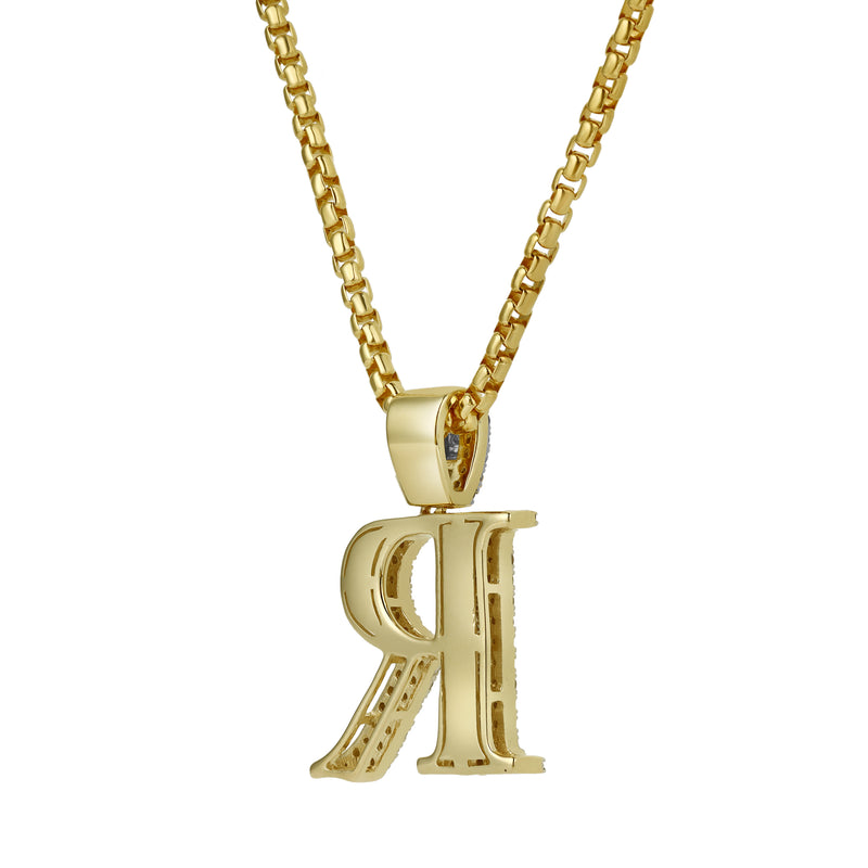 R Initial Diamond Pendant 10K Yellow Gold - 0.86 Carats