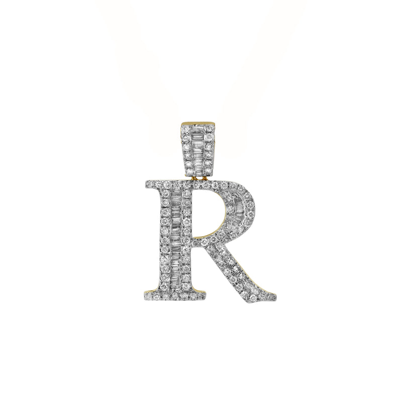 R Initial Diamond Pendant 10K Yellow Gold - 0.86 Carats