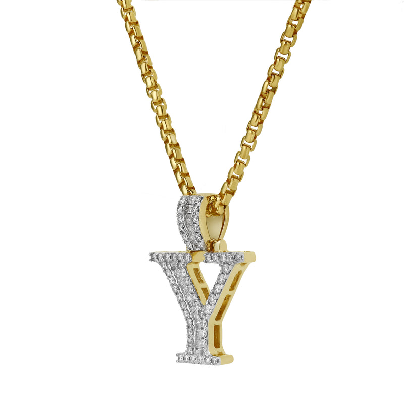 Y Initial Diamond Pendant 10K Yellow Gold - 0.69 Carats