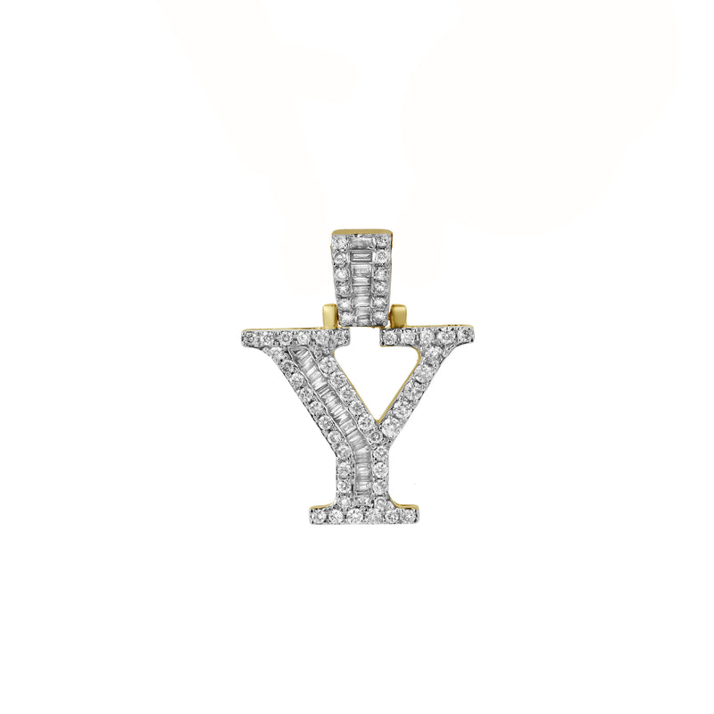 Y Initial Diamond Pendant 10K Yellow Gold - 0.69 Carats