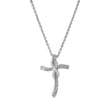 Benedicta 10K White Gold Diamond Cross Pendant – 0.05 Ct