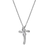 Benedicta 10K White Gold Diamond Cross Pendant – 0.05 Ct