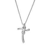 Benedicta 10K White Gold Diamond Cross Pendant – 0.05 Ct