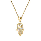 Hamsa Hand 14K Yellow Gold Diamond Pendant – 0.3 Ct