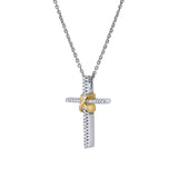 Corvielle Cross 14K White Gold Diamond Pendant – 0.1 Ct