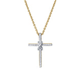 Corvielle Cross 14K Yellow Gold Diamond Pendant – 0.1 Ct