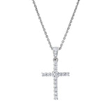 Divine Flow 14K White Gold Diamond Cross Pendant – 0.25 Ct