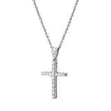 Divine Flow 14K White Gold Diamond Cross Pendant – 0.25 Ct