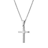 Divine Flow 14K White Gold Diamond Cross Pendant – 0.25 Ct