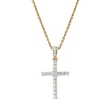 Divine Flow 14K Yellow Gold Diamond Cross Pendant – 0.25 Ct