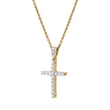 Divine Flow 14K Yellow Gold Diamond Cross Pendant – 0.25 Ct