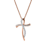 Elarith 14K Rose Gold Diamond Cross Pendant – 0.15 Ct