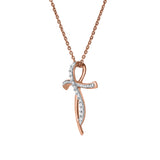 Elarith 14K Rose Gold Diamond Cross Pendant – 0.15 Ct