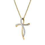Elarith 14K Yellow Gold Diamond Cross Pendant – 0.15 Ct