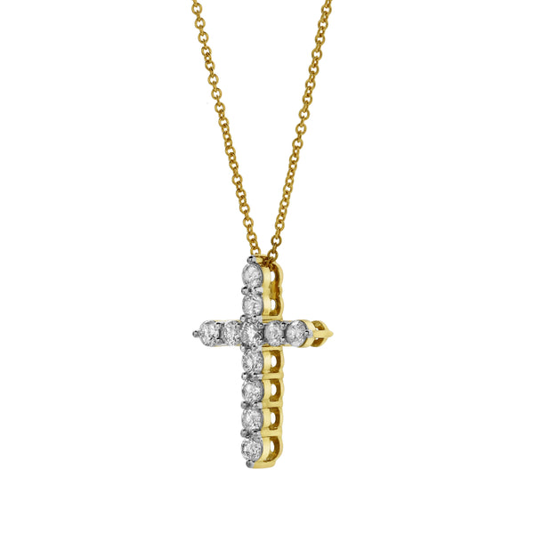 Christian Cross Pommee Diamond Pendant in 10K Yellow Gold