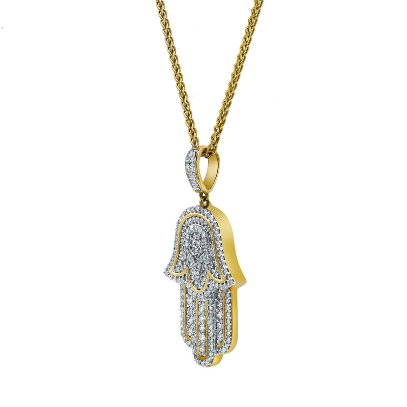 Divine Hamsa Diamond 0.98 (ct. wt.) 14K Yellow Gold Pendant